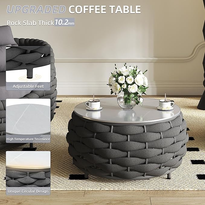 TWT Aluminum Outdoor Patio Furniture Set, Dark Grey - Image 7