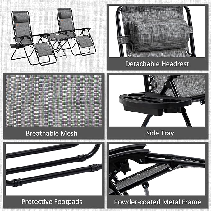 Outsunny Zero Gravity Chair Set - Image 7
