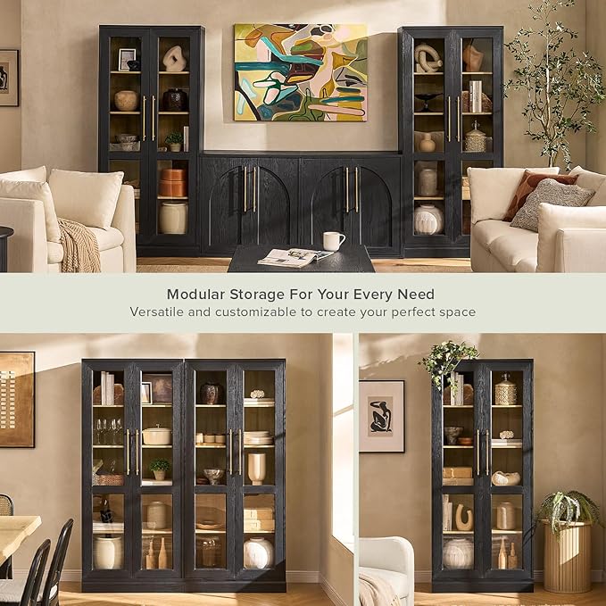 mopio Blake Tall Display Cabinet, Kitchen Buffet Pantry Cupboard, Trophy - Image 7