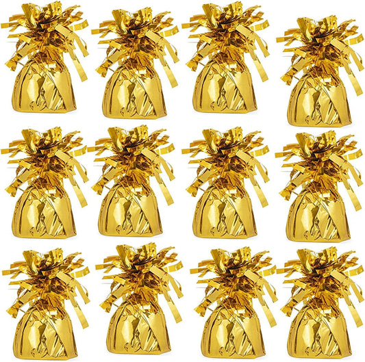 Metallic Balloon Weights, Birthday Party Favors, Novelty and Gag Gifts, 5.5" Inches, 12-Pack (Gold)
