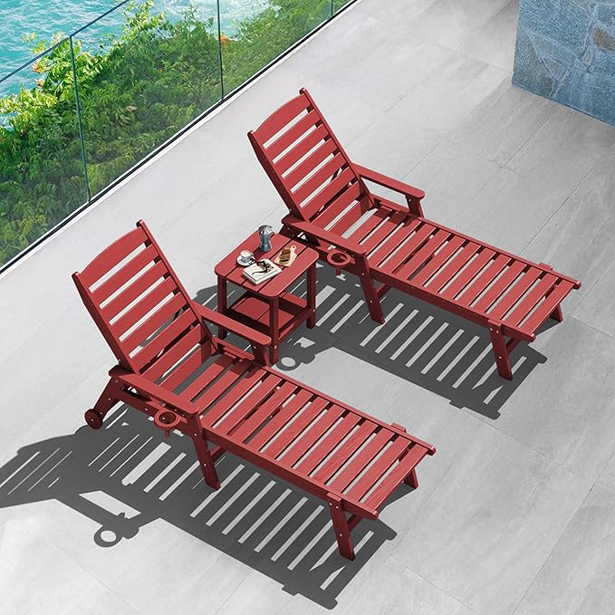 SERWALL Double Adirondack Side Table Set of 6, End Table- Red - Image 5