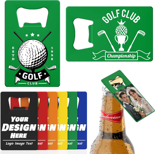 4-100 Pcs Custom Bottle Opener, Personalized Stainless Steel Credit Card Bottle Opener, Full Color Print Custom Beer Can Opener Bulk for Bar, Wedding Favors, Party, Promotion, Groomsmen Gift (Green)