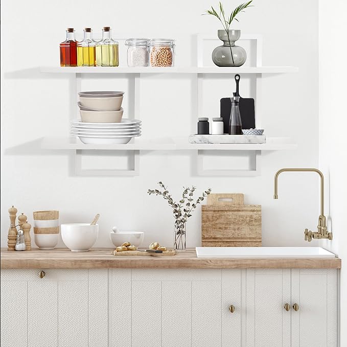 PHOENANCEE Floating Shelves for Wall, Display Hanging Shelf Set of 2, Modern - Image 5