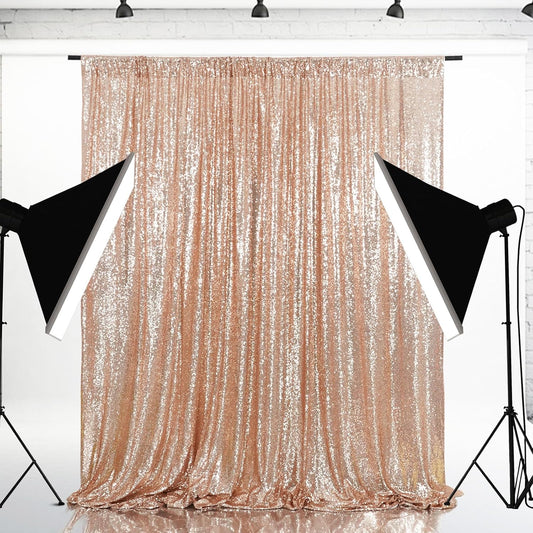 Eternal Beauty Rose Gold Sequin Backdrop, 10x10 Ft Glitter Background Curtains for Shimmer Photography Party Wedding Birthday Back Drop Decor
