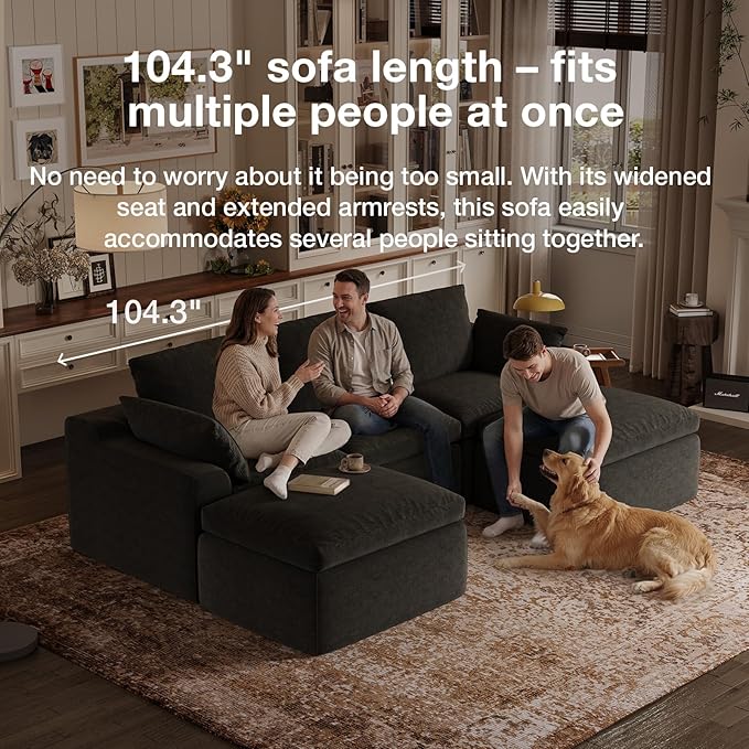 Novilla 104.3" Modular Cloud Couch, Modern Sectional Sofa - Image 17