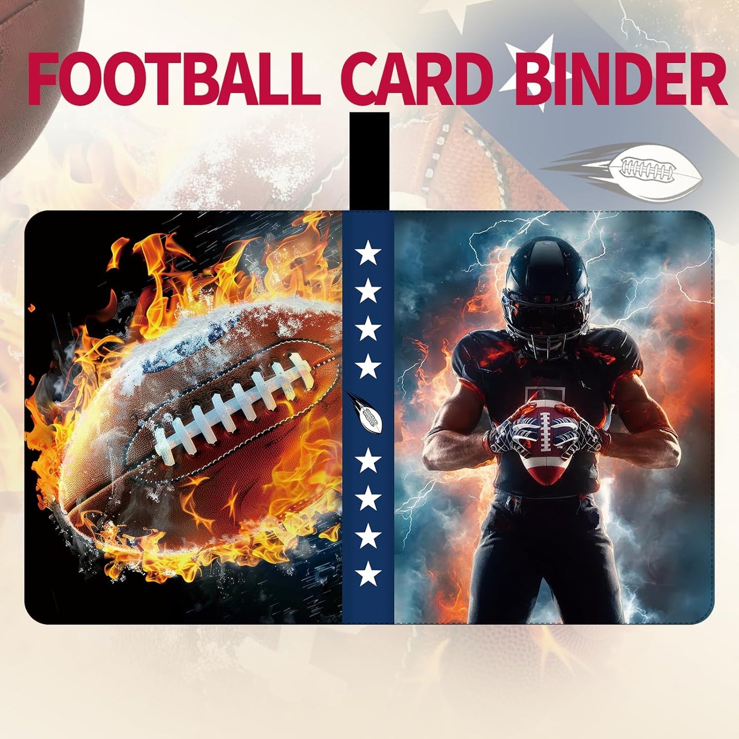 Football Card Binder 1080 Pockets, Ultimate Trading Card Ablums with 60 Page Removable Sleeves to Organize and Protect Your Sports Cards Like a Pro