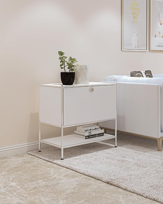 Metal Sidetable with Flap Door, 27.5" Height - Image 7