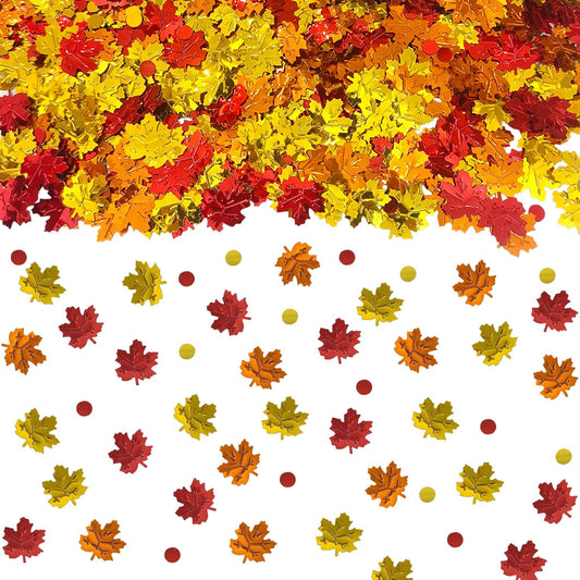1500 Pcs Autumn Fall Table Confetti, Maple Leaf Decor Harvest Thanksgiving Table Scatters Glitter Party Decorations