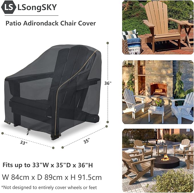 Adirondack Chair Covers 2 Pack, Waterproof Heavy Duty Outdoor Chair Covers - Image 3