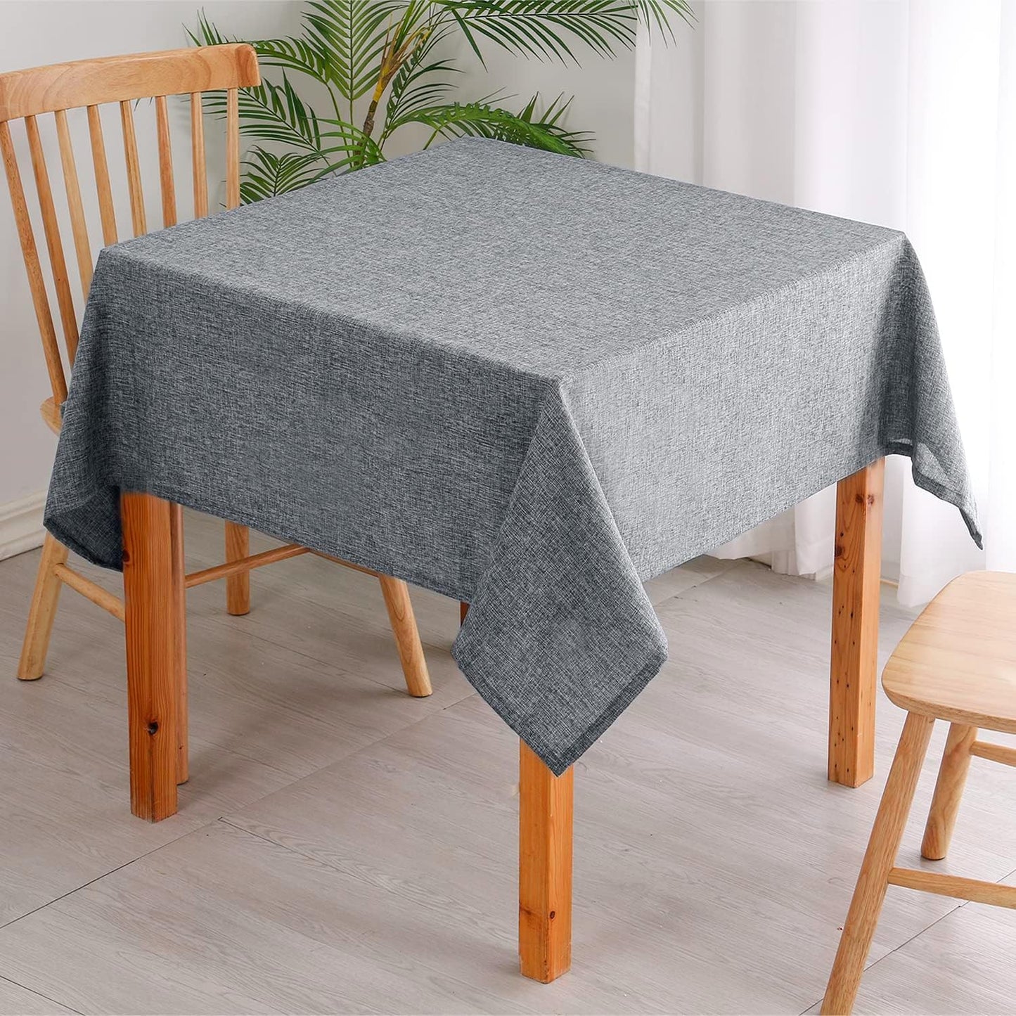 Hiasan Faux Linen Rectangle Tablecloth - Wrinkle and Stain Resistant Washable Table Cloth for Kitchen Dining Room Holiday Table Cover for Dinner, Grey, 70 x 120 Inch
