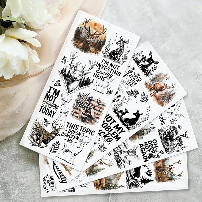 4 Sheets Rub on Transfers for Crafts, Forest Deer Furniture Transfers for Wood - Image 5