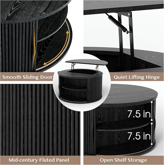 JOINICE 31.5" Round Lift Top Coffee Table - Image 3