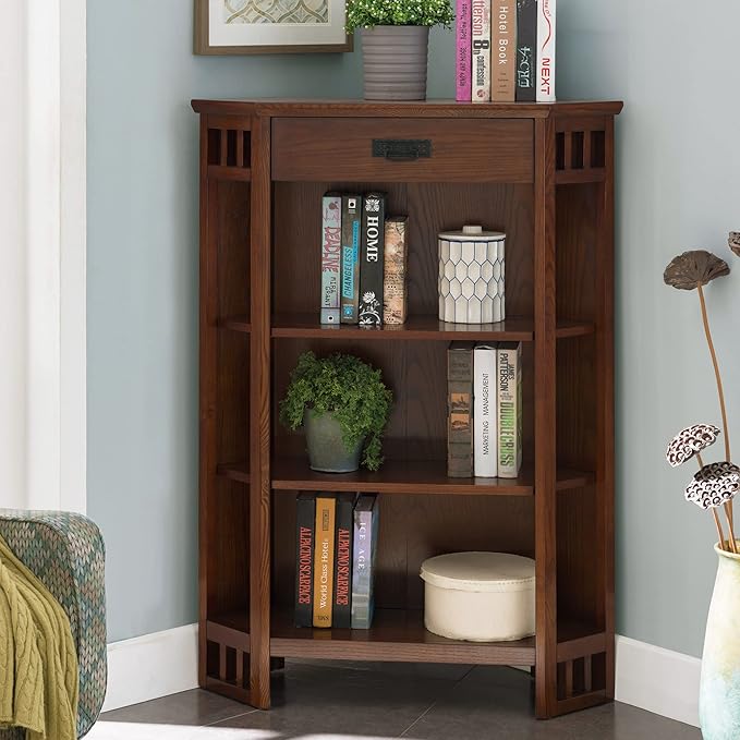 Leick Home 82263 Mission Mantel Height Corner Bookcase - Image 10