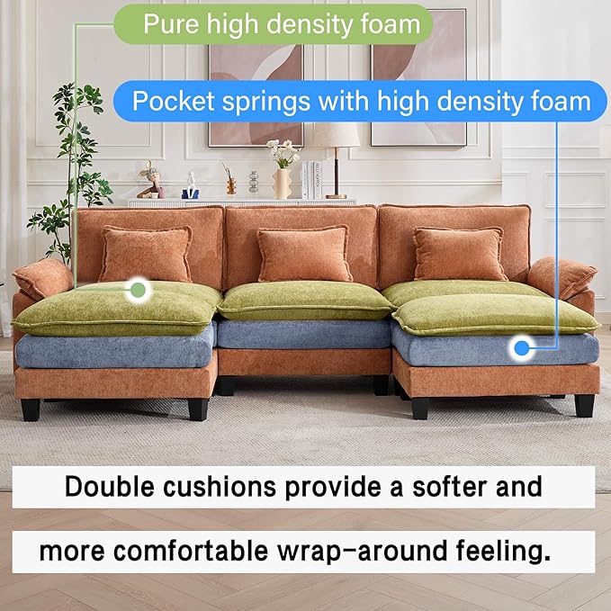 Oprisen 120" Modular Sectional Sofa, Comfy Cloud Couch Sectional Sofa - Image 3