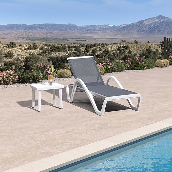 PURPLE LEAF Patio Chaise Lounge Chair Set Outside Aluminum Plastic Stackable - Image 2