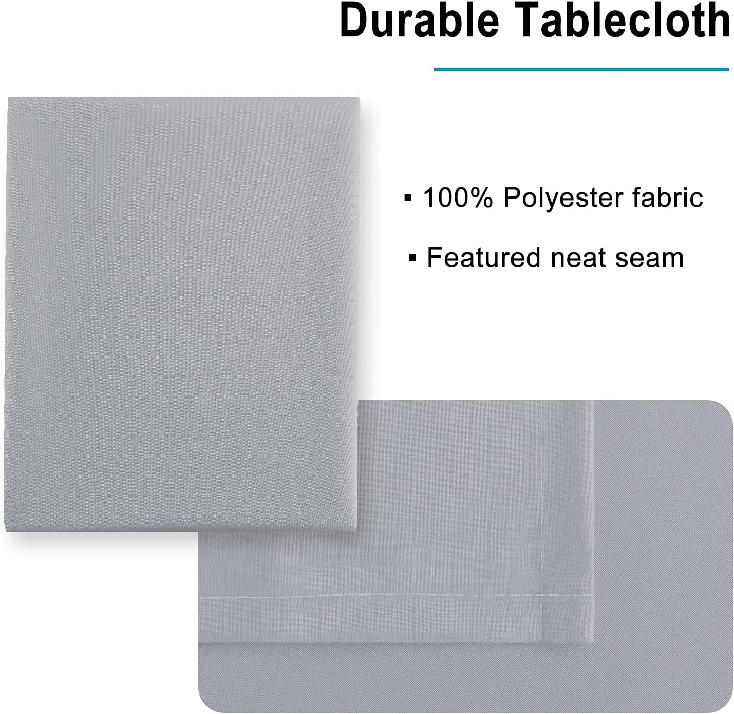 Hiasan Silver Grey Rectangle Tablecloth - Waterproof and Spillproof Washable Fabric Table Cloth for Dining Room Kitchen Party and Outdoor, 90 x 132 Inch