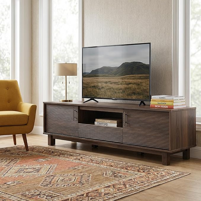 Amada 58" TV Stand for TVs up to 65 Inch, Fluted Entertainment Center - Image 4