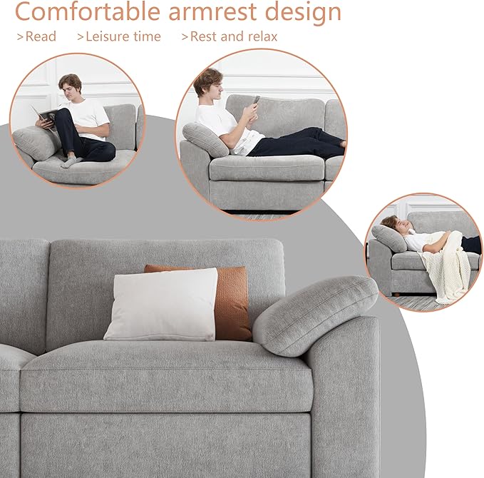 EASE MOOSE Oversized L Shape Sectional Couch, Extra Large Deep seat Gray - Image 5