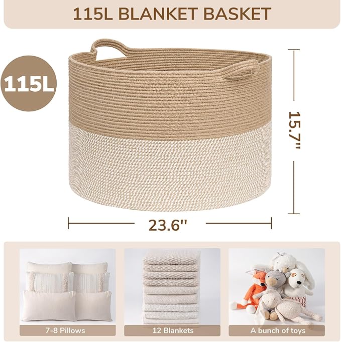 INDRESSME 115L Extra Large Woven Baskets - Image 2
