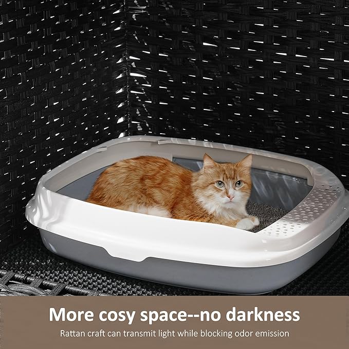 Cat Litter Box Enclosure with Soft Litter Mat; Hidden Cat Washroom Furniture - Image 5