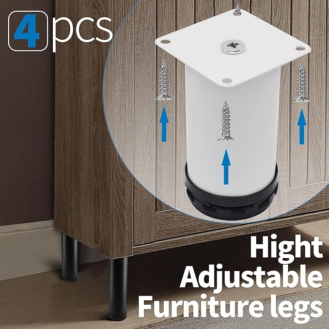4 Inch Metal Furniture Legs Stainless Steel Adjustable Legs White Metal Legs - Image 4