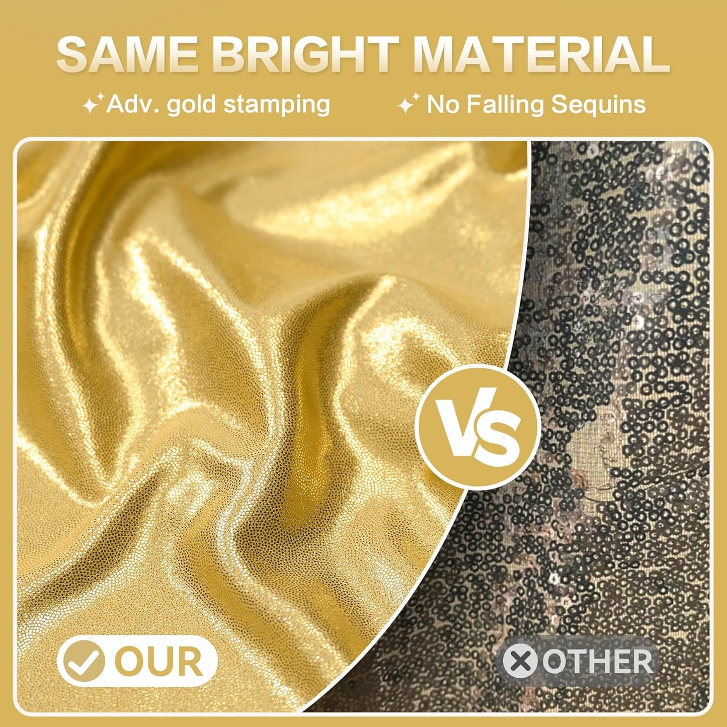 gogoparti 20x10FT Gold Sequin Backdrop Curtain - 4 Panels of 5x10FT Wrinkle-Free Glitter Drapes for Photography, Birthdays, Weddings & Graduations