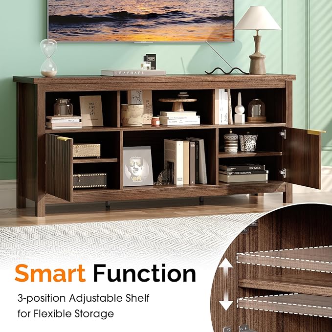 VINGLI 58" Fluted TV Stand for TVs up to 70", Modern TV Stand - Image 5