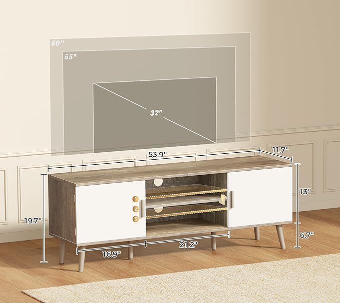 SUPERJARE TV Stand for 55 Inch TV, Entertainment Center - Image 3