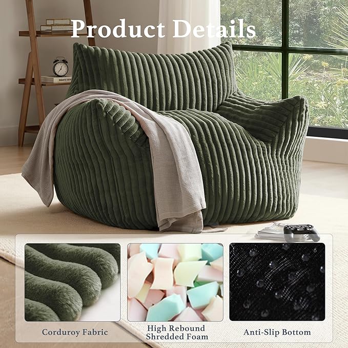 Gericco Giant Plush Bean Bag Chair - Image 3