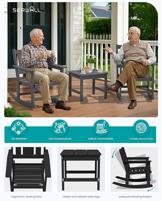 SERWALL Outdoor Rocking Chair Set of 2 - Image 6