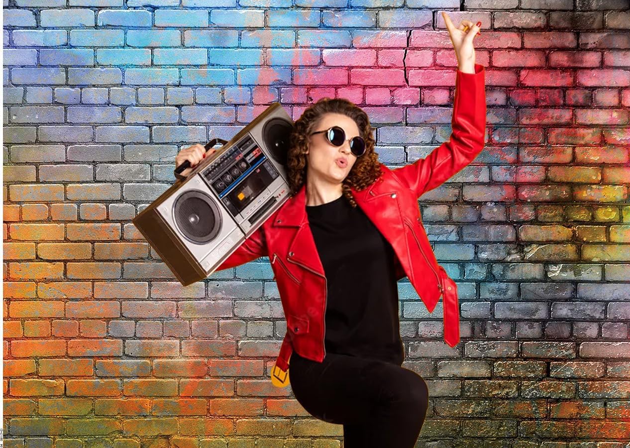 Colorful Graffiti Brick Wall Backdrop 10x10ft – Urban Street Art Background for Photography, Hip Hop Party, Graffiti Theme Event, Studio Wall Decor, Vinyl Photo Booth Banner 081