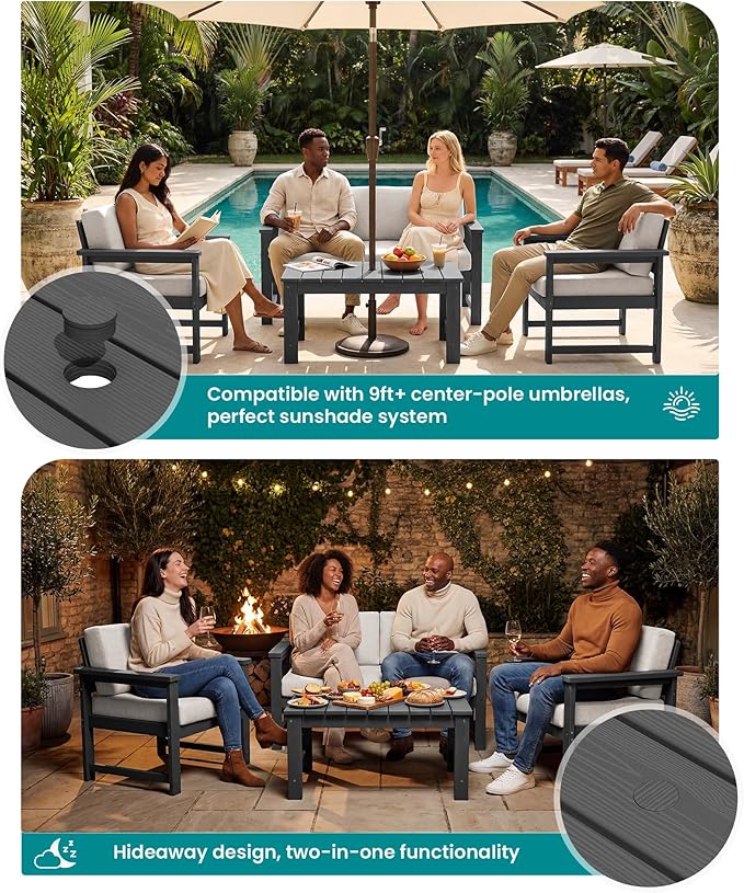 SERWALL Gray HDPE Outdoor Loveseat - Image 3