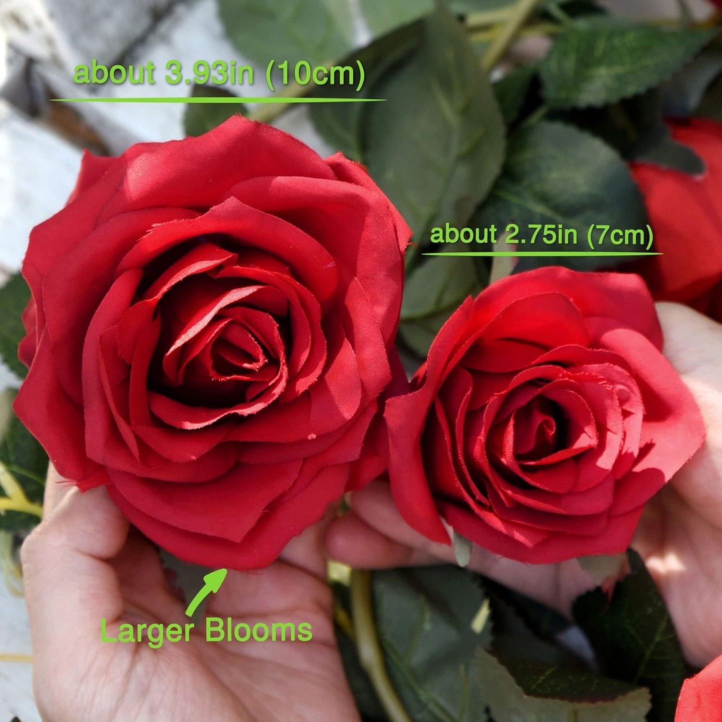 FiveSeasonStuff Classic Red Artificial Silk Roses Flower Garland, Bendable Hanging Vines (2pcs, 11ft)