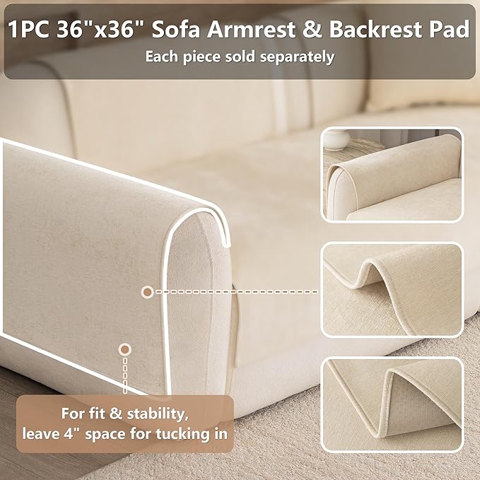 Premium Chenille Sofa Cushion Covers，Upgraded Anti-Slip Sectional Couch - Image 2