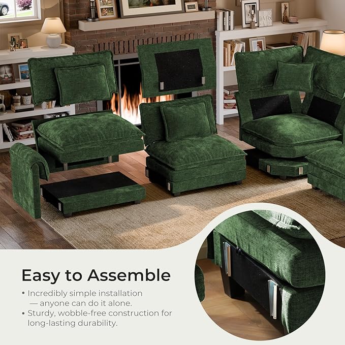 ELUCHANG 150" Oversized V-Shaped Cloud Couch Modular Sectional Sofa - Image 8