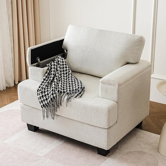 Oversized Accent Chair with Armrest Organizer, Comfy Living Room Chairs with by Fryruwa