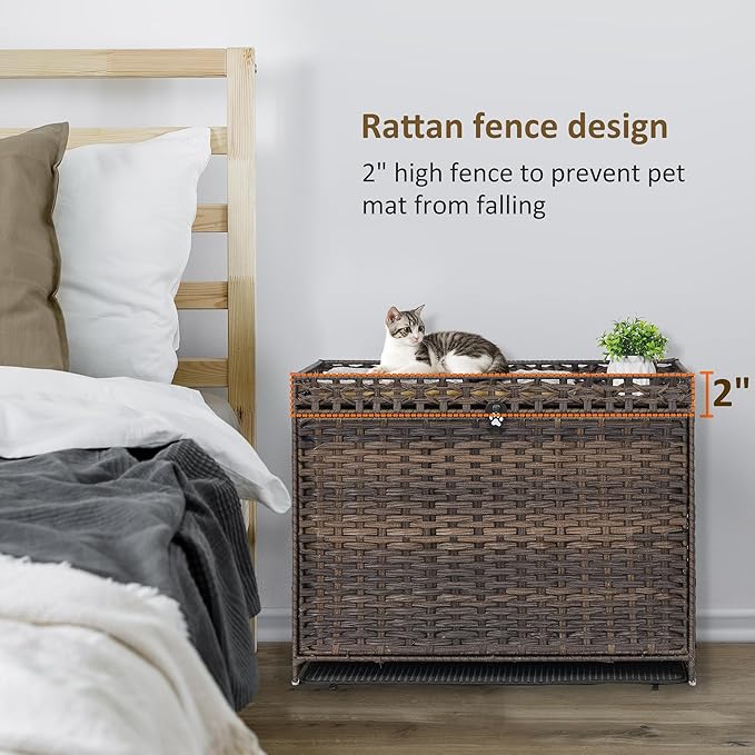 Cat Litter Box Enclosure with Soft Litter Mat; Hidden Cat Washroom Furniture - Image 3
