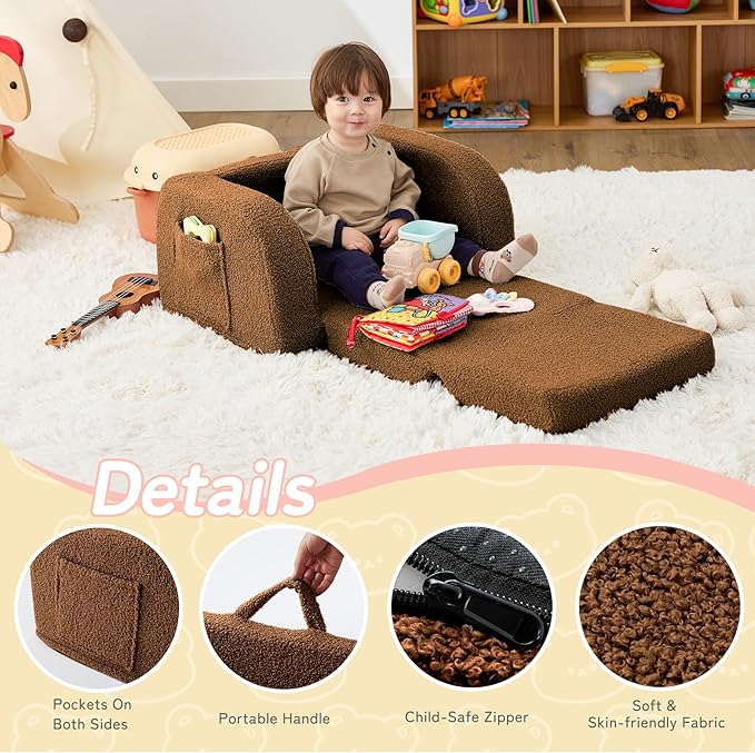 Toddler Couch, 2-in-1 Toddler Chairs Comfy 1-3 Years Old, Toddler Chair - Image 4