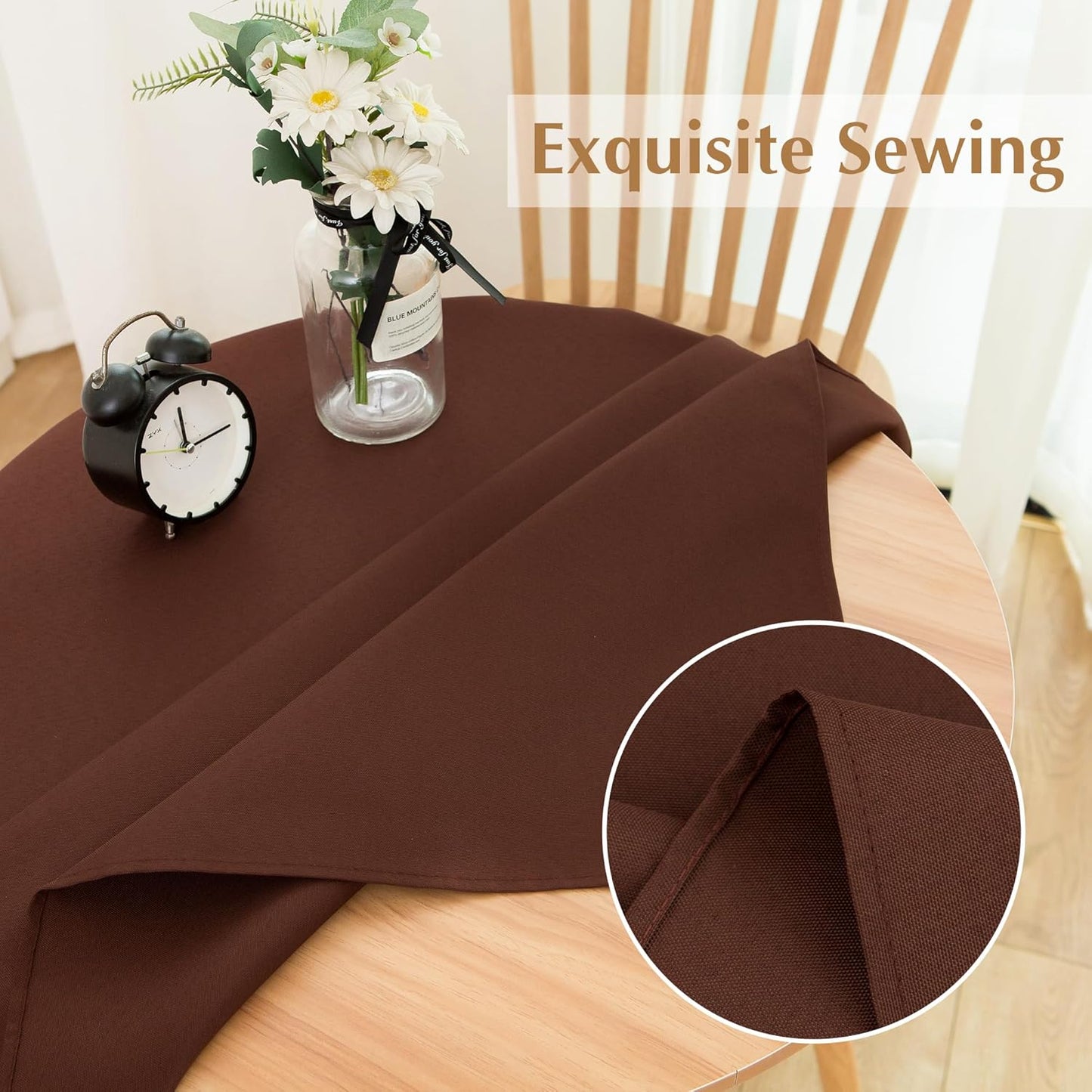 2 Pack Small Square Table Cloth 36X36 Inch Chocolate Washable Fabric Tablecloth Polyester Solid Table Cover for Night Stand End Table Side Table Outdoor Indoor