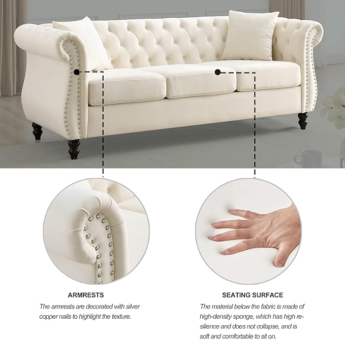 2 Piece Chesterfield Velvet Combination Sofa - Image 5