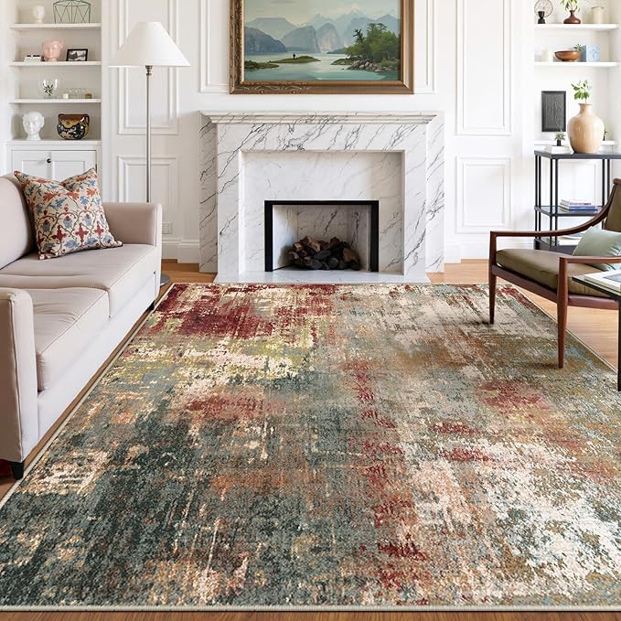 RELEANY Washable Area Rugs 9'x12' Non-Slip Modern Abstract Soft by RELEANY