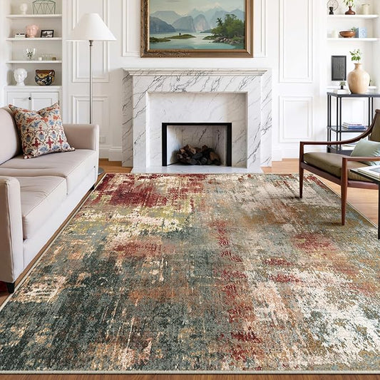 RELEANY Washable Area Rugs 9'x12' Non-Slip Modern Abstract Soft by RELEANY