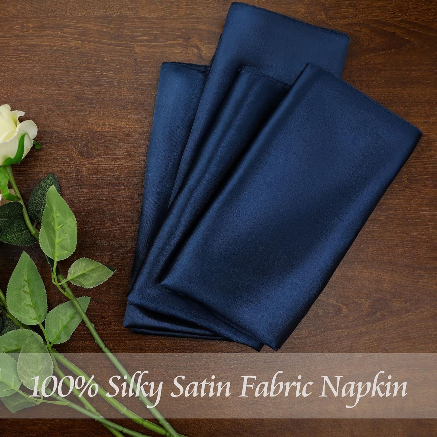 Manyshofu 50 Pieces Navy Blue Satin Napkins - 12x12 Inches Cloth Napkins, Square Satin Fabric Napkin Set - Elegant & Smooth Table Napkins for Wedding Dinner Party Lunch Banquet Decoration
