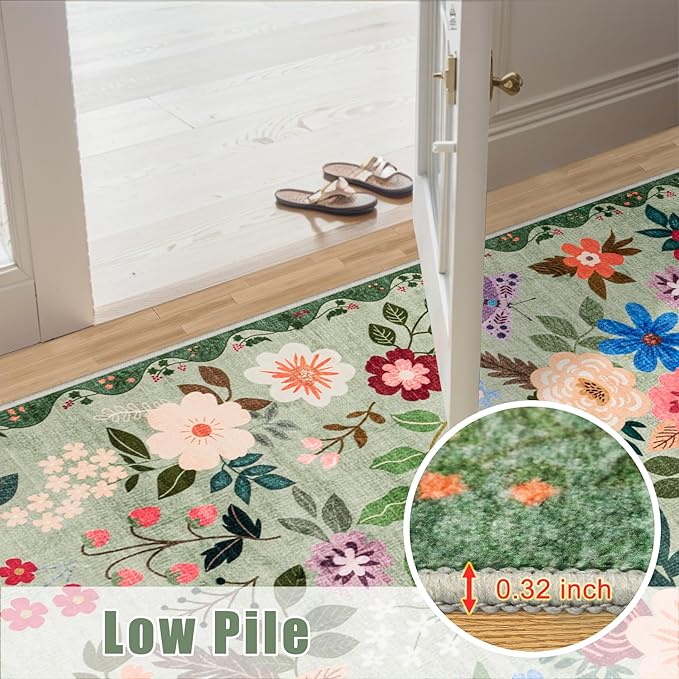 8x10 Area Rugs for Living Room: Floral Washable Rug Vintage Large Soft Boho - Image 8