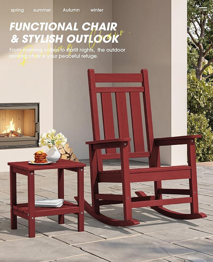 KINGYES Oversized Outdoor Rocking Chair Set of 2, All-Weather Patio Rocking - Image 6