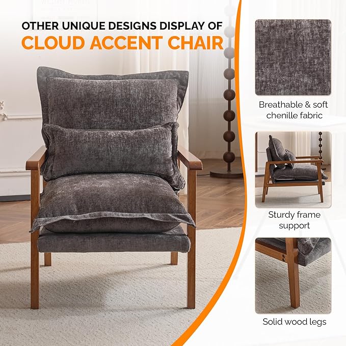 VINGLI Mid-Century Modern Cloud Accent Armchair - Image 5