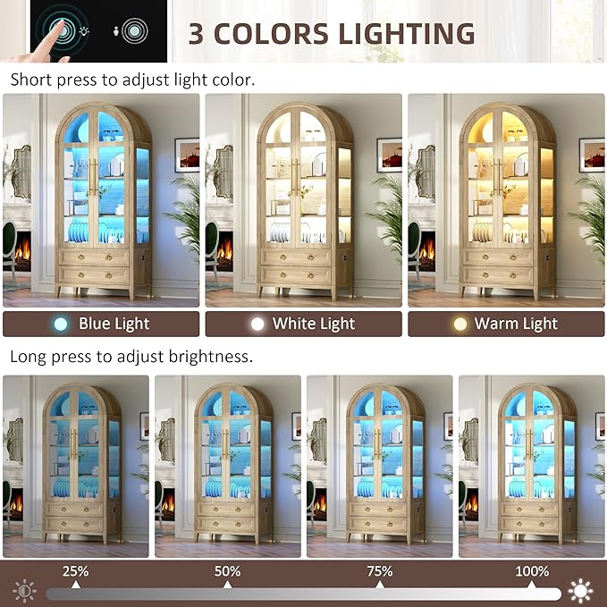 Vlsrka 71" Arched Curio Cabinet - Image 3