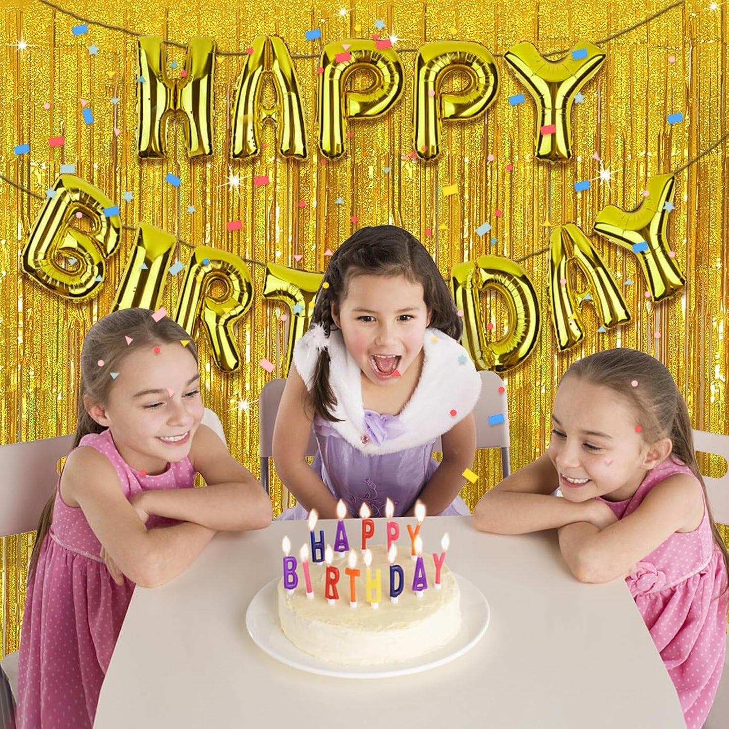 Tinsel Curtain Party Backdrop Gold Birthday Decorations 2 Packs Glitter Foil Fringe Curtain Party Decor Streamers Photo Booth for Birthday Christmas Wedding Halloween Graduation Decorations