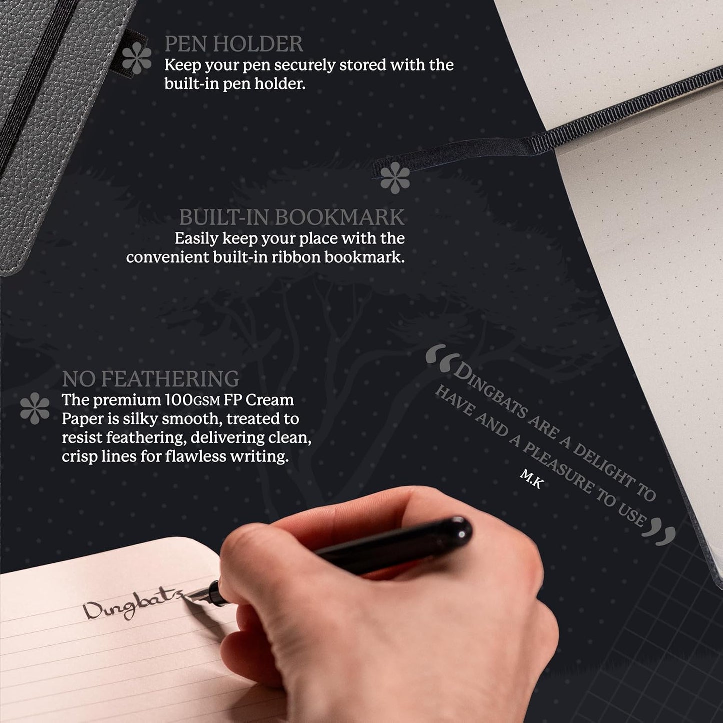 Dingbats* Wildlife Plain Writing Journal Notebook A5 - Vegan Leather Hardcover - Ideal for Work, Travel - Pocket, Elastic Closure, & Bookmark