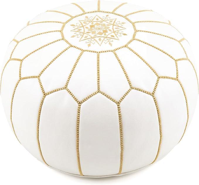 Marrakesh Gallery Genuine Leather Round Pouf Unstuffed by MarrakeshGallery